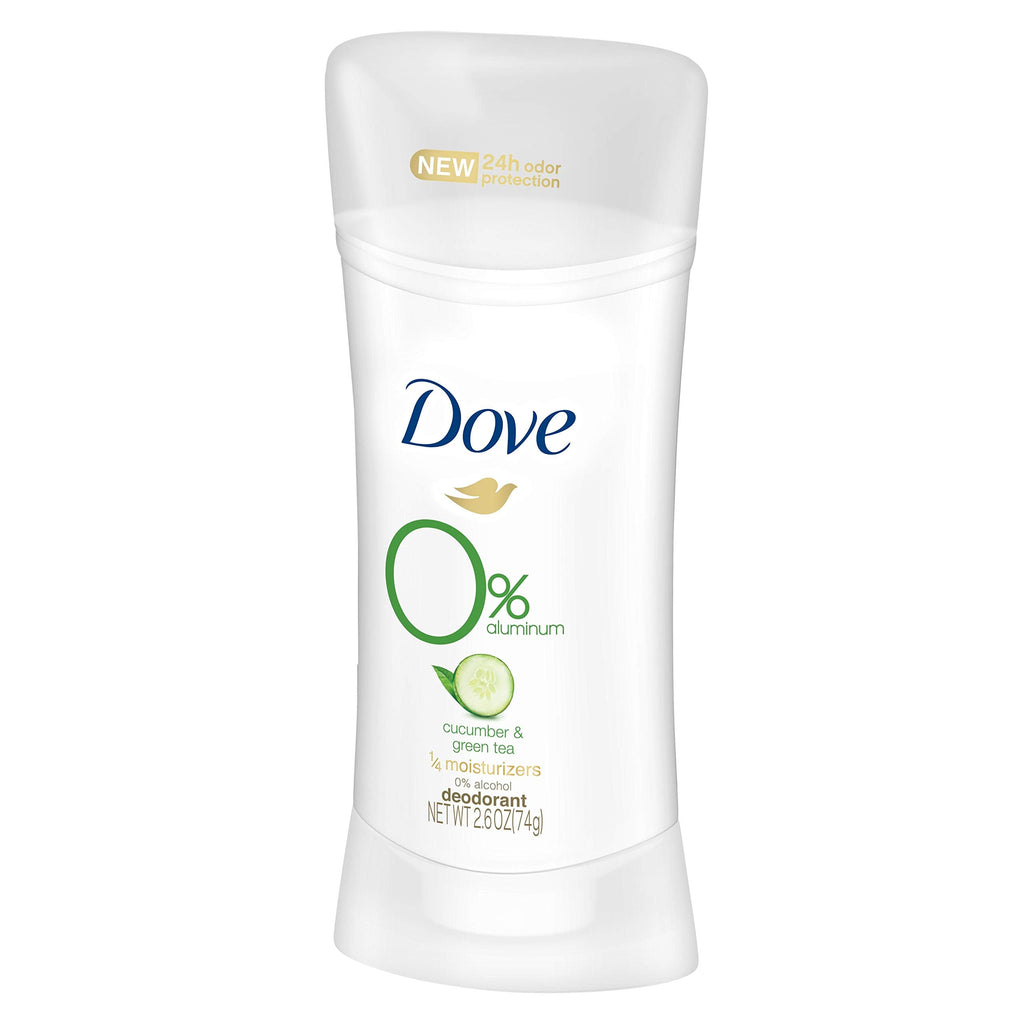 Dove 0% Aluminum Deodorant for Women – Cucumber & Green Tea, 24-Hour Odor Protection, 2.6 oz (Pack of 3)