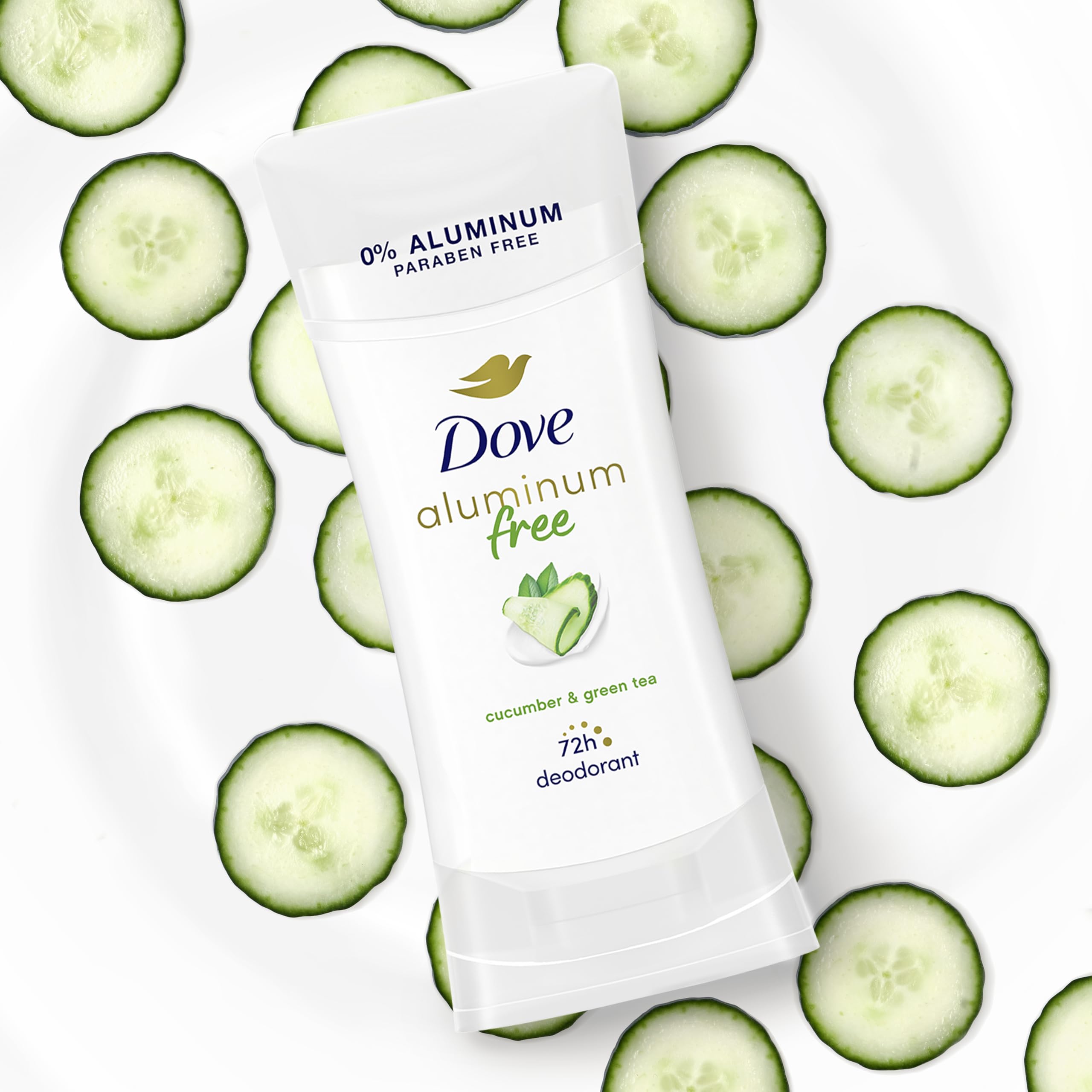 Dove Aluminum Free Deodorant for Women – Cucumber & Green Tea, 4 Count, 2.6 oz Each