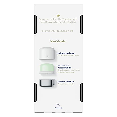 Dove Refillable Deodorant Starter Kit for Women – Cucumber & Green Tea, Aluminum-Free, 1.13 oz
