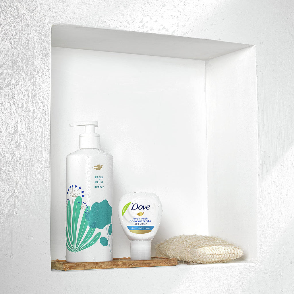 Dove Concentrate Refill 4-Pack for Reusable Bottle — Makes 16 oz of Daily Moisture Body Wash