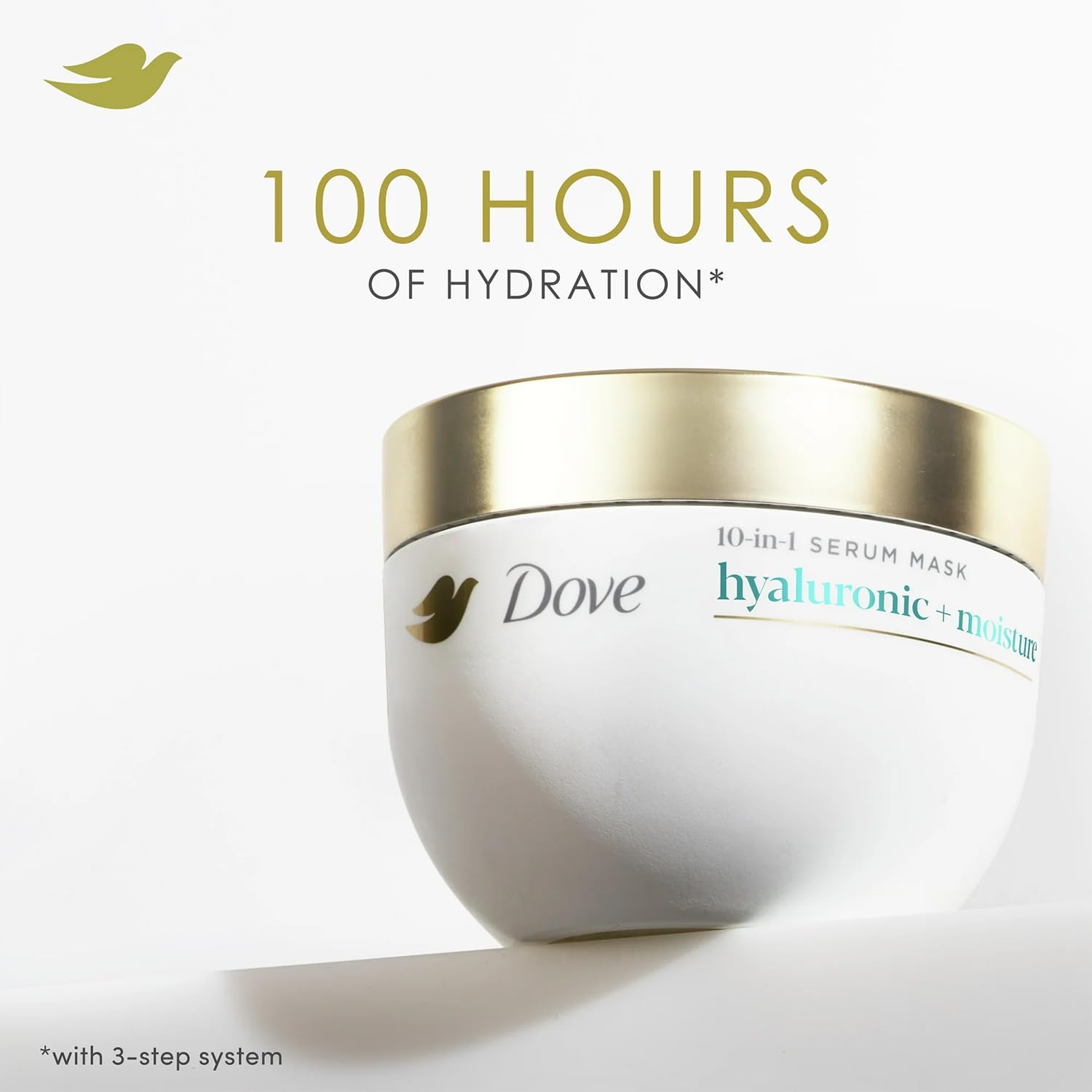 Dove Daily Moisture Shampoo & Conditioner Set with Hyaluronic & 10-in-1 Serum Mask — Deep Hydration for Dry Hair (3-Piece)