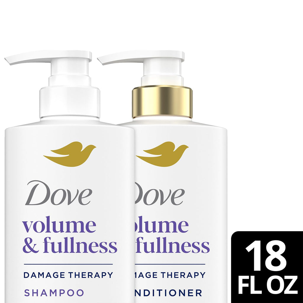 Dove Shampoo & Conditioner Set – Volume & Fullness with Collagen, 18 oz Each | Daily Volumizing Hair Care