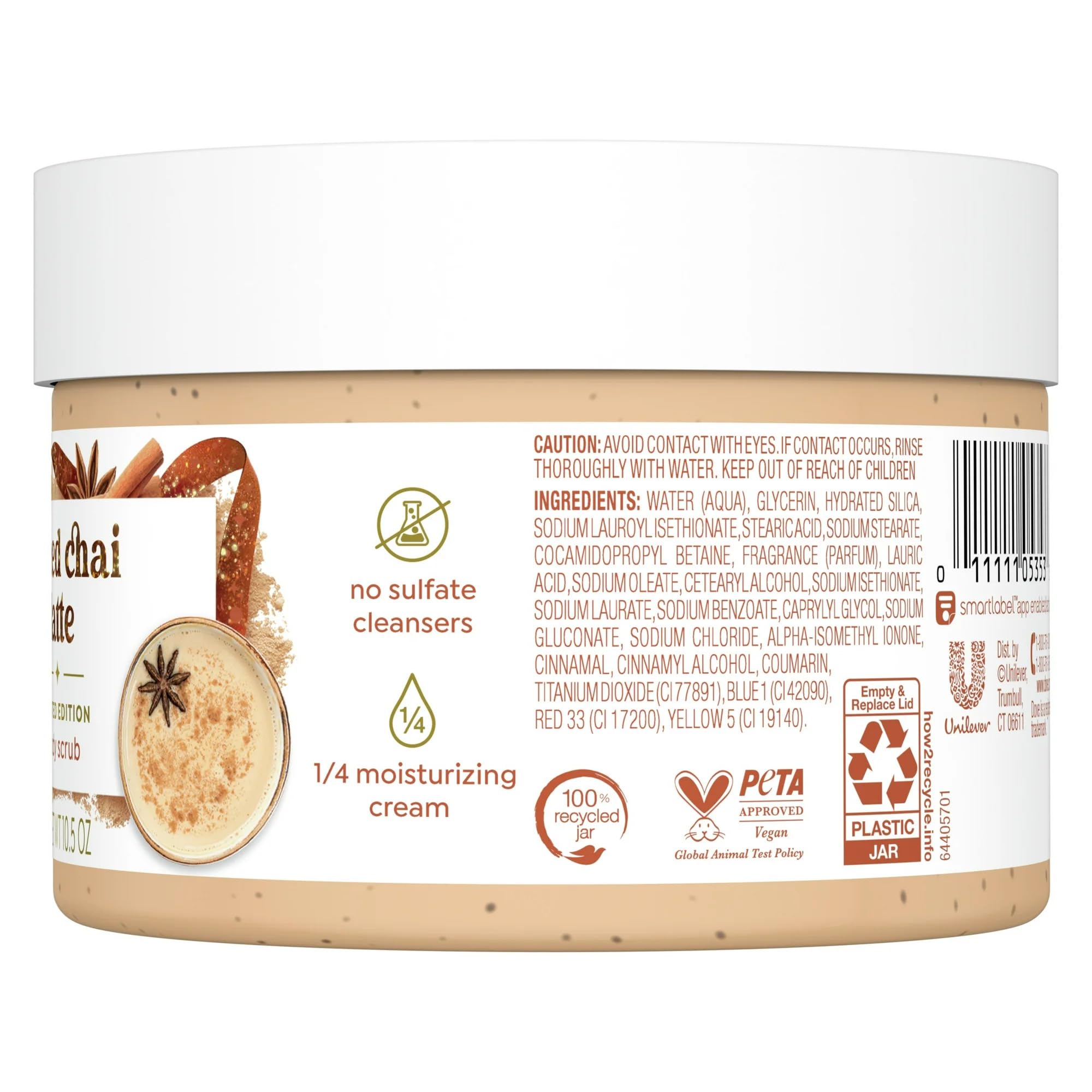 Dove Exfoliating Body Scrub – Spiced Chai Latte, 10.5 oz | Nourishing ¼ Cream