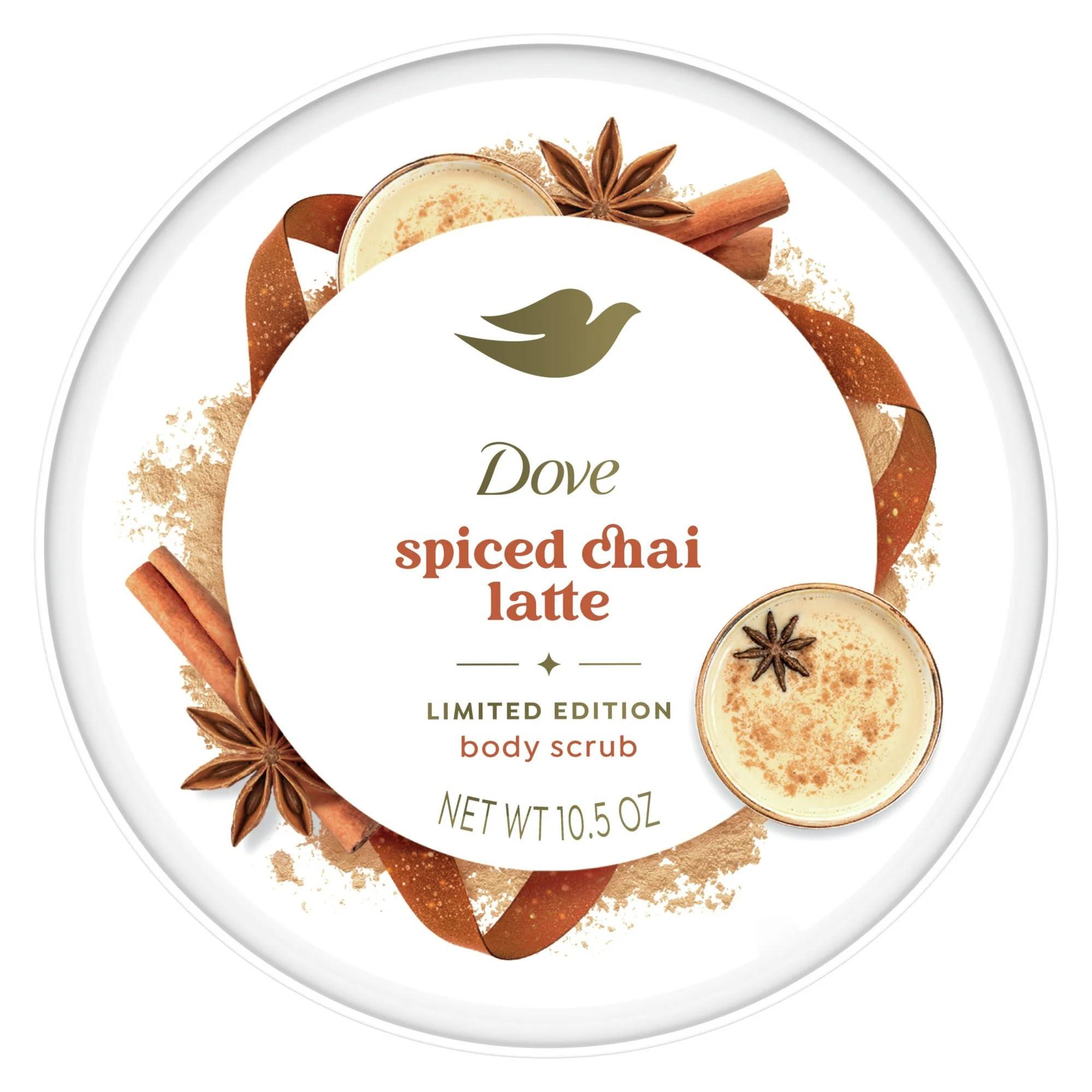 Dove Exfoliating Body Scrub – Spiced Chai Latte, 10.5 oz | Nourishing ¼ Cream