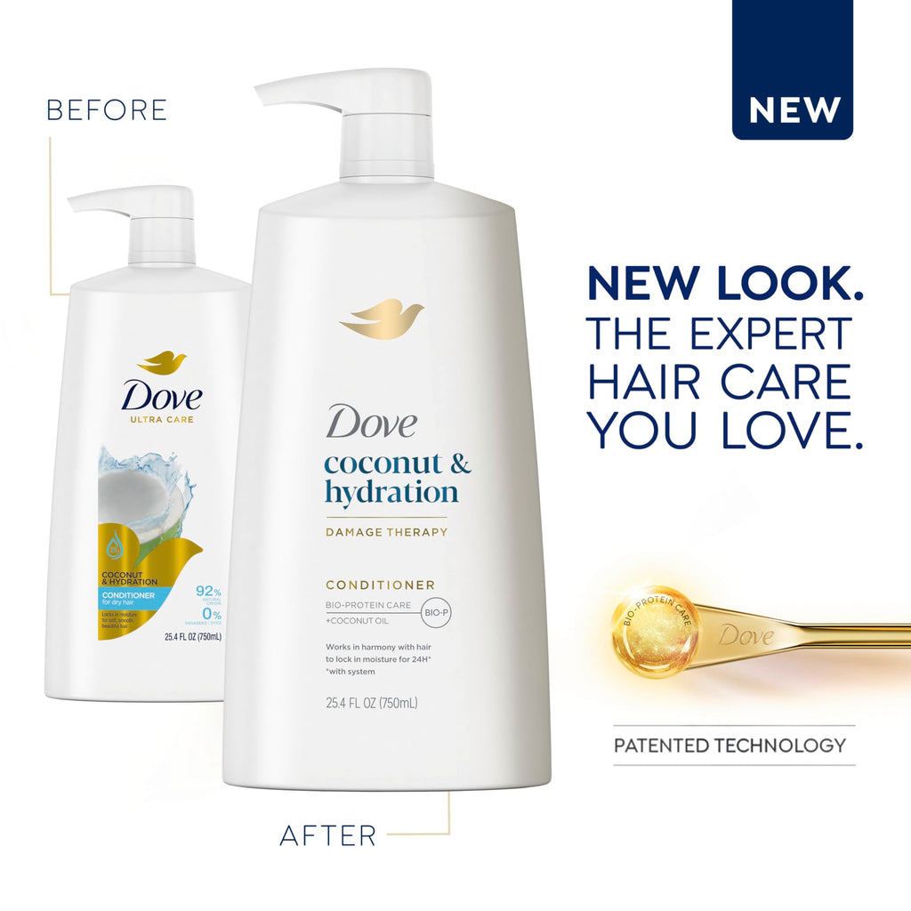 Dove Ultra Care Coconut & Hydration Conditioner for Dry Hair – Nourishes with Coconut, Jojoba & Sweet Almond Oils