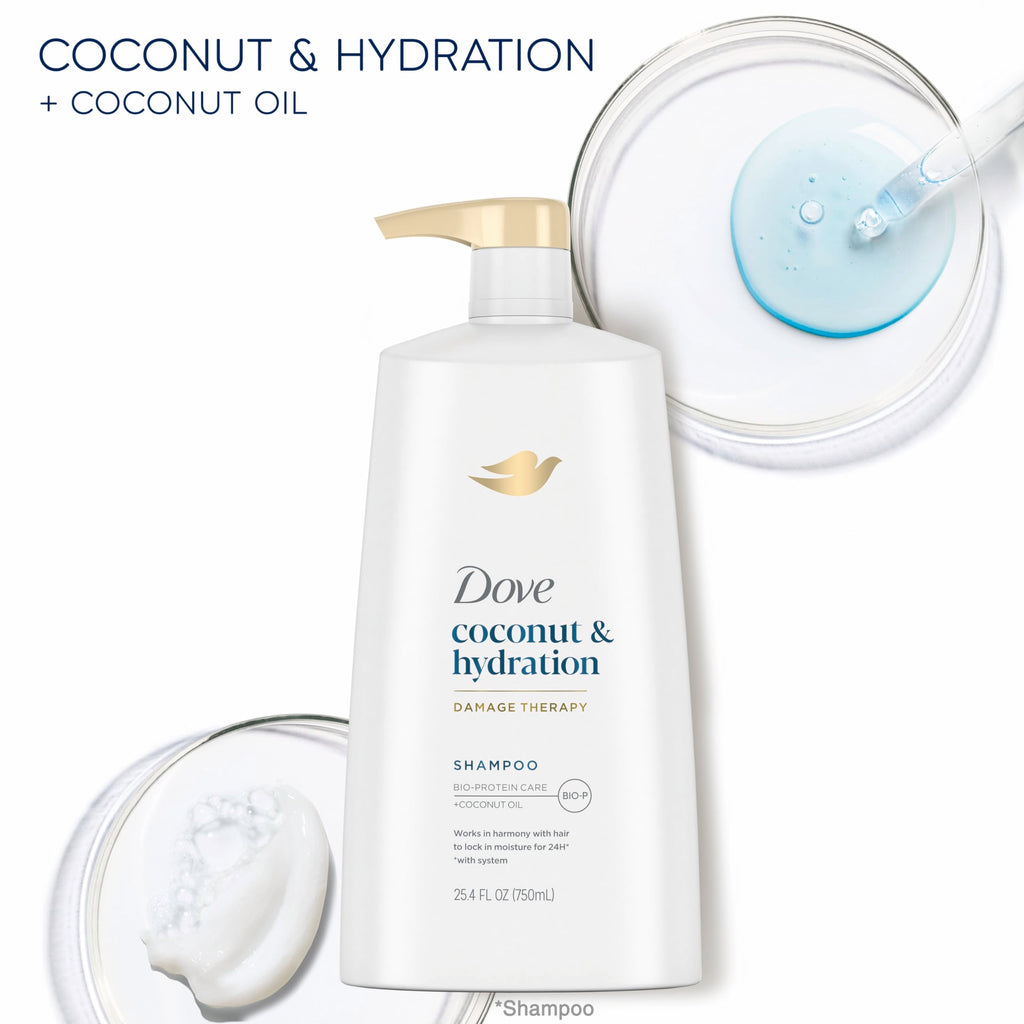 Dove Ultra Care Coconut & Hydration Shampoo for Dry Hair – Coconut, Jojoba & Sweet Almond Oils, 25.4 oz