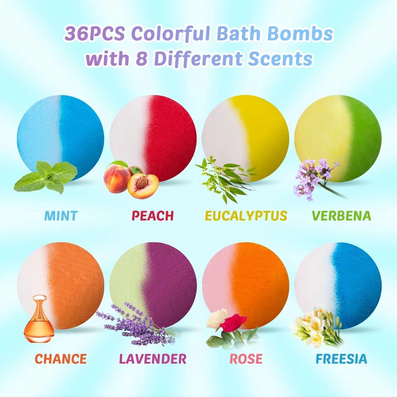DOVIPE Kids Bath Bombs with Toy Inside – 36 Pcs Glow-in-the-Dark Surprise Bath Bomb Gift Set