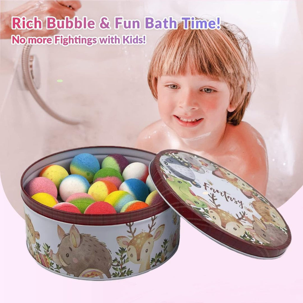 DOVIPE 34 + 6 Bath Bombs with Surprise Crystal Toys – Natural Kids Bath Gift Set