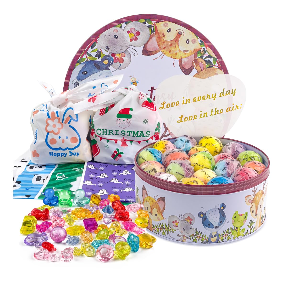 DOVIPE 34 + 6 Bath Bombs with Surprise Crystal Toys – Natural Kids Bath Gift Set