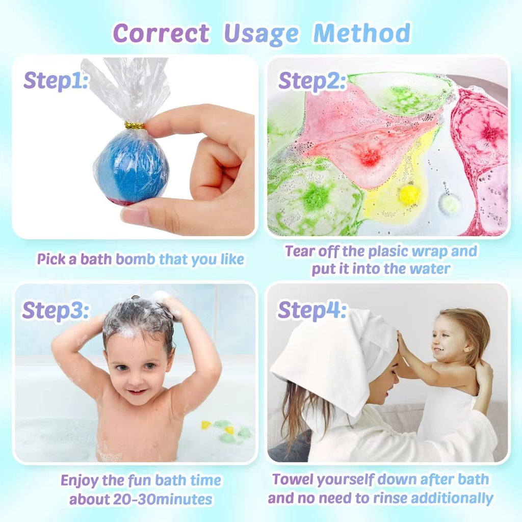 DOVIPE Kids Bath Bombs with Toy Inside – 36 Pcs Glow-in-the-Dark Surprise Bath Bomb Gift Set