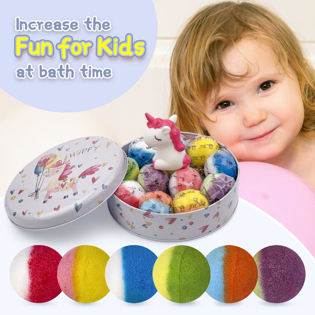 DOVIPE Kids Bath Bombs – 12 Surprise Toy Bath Fizzies, Natural & Organic, Gift Set