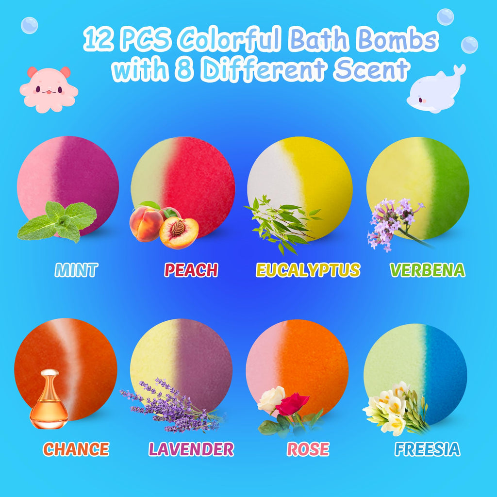 DOVIPE Bath Bombs for Kids – 12 Pcs with Glow-in-the-Dark Ocean Toy Inside | Handmade Organic Bubble Bath Gift Set