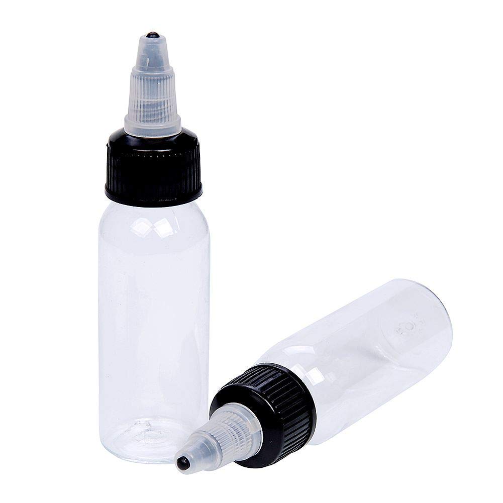 DOWEI 60ML Ink Bottle Set – 12-Pack Clear PET Twist Cap Containers for Ink, Paint, Lotion & More