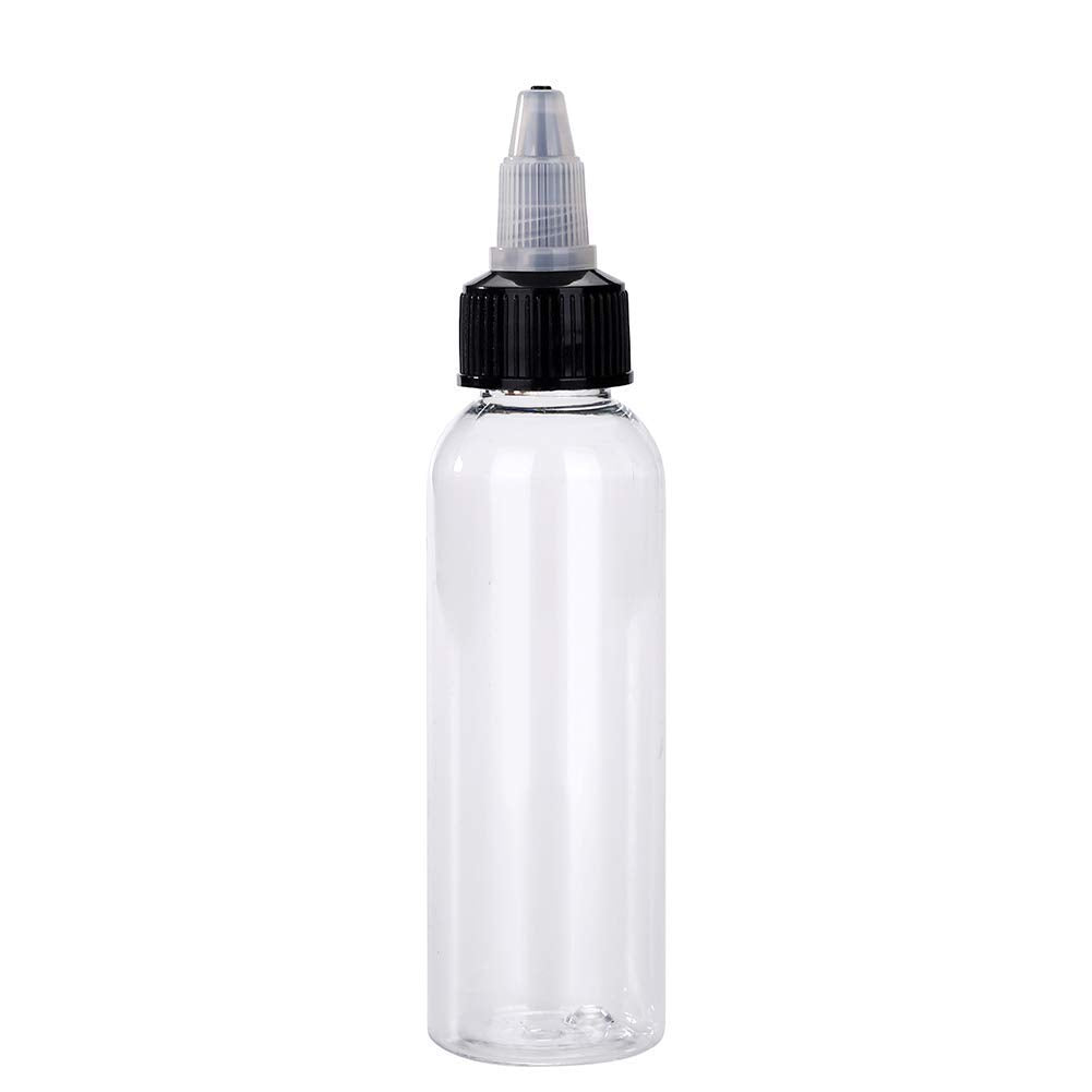 DOWEI 60ML Ink Bottle Set – 12-Pack Clear PET Twist Cap Containers for Ink, Paint, Lotion & More