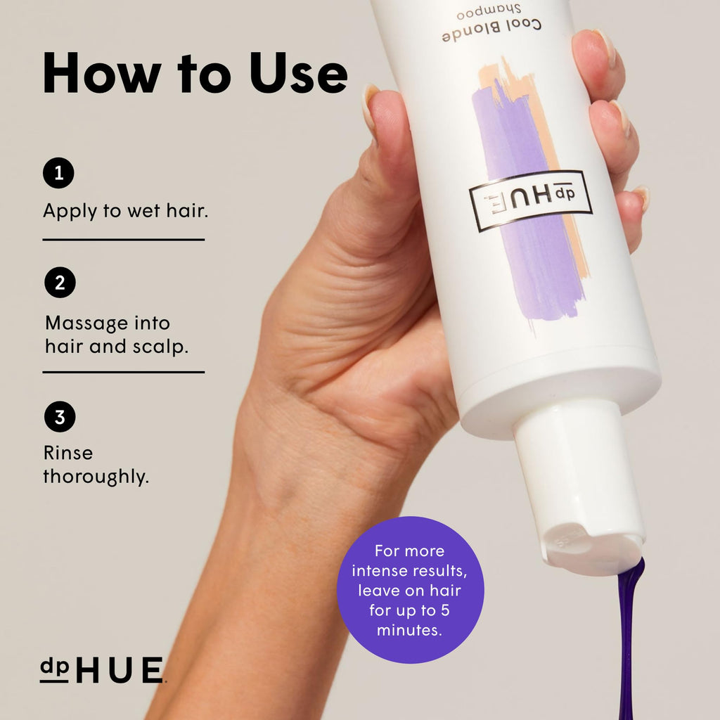 dpHUE Cool Blonde Shampoo - 8.5 oz | Purple Pigments Neutralize Brass, Color Safe, Paraben/SLS/SLES Free, Leaping Bunny Certified