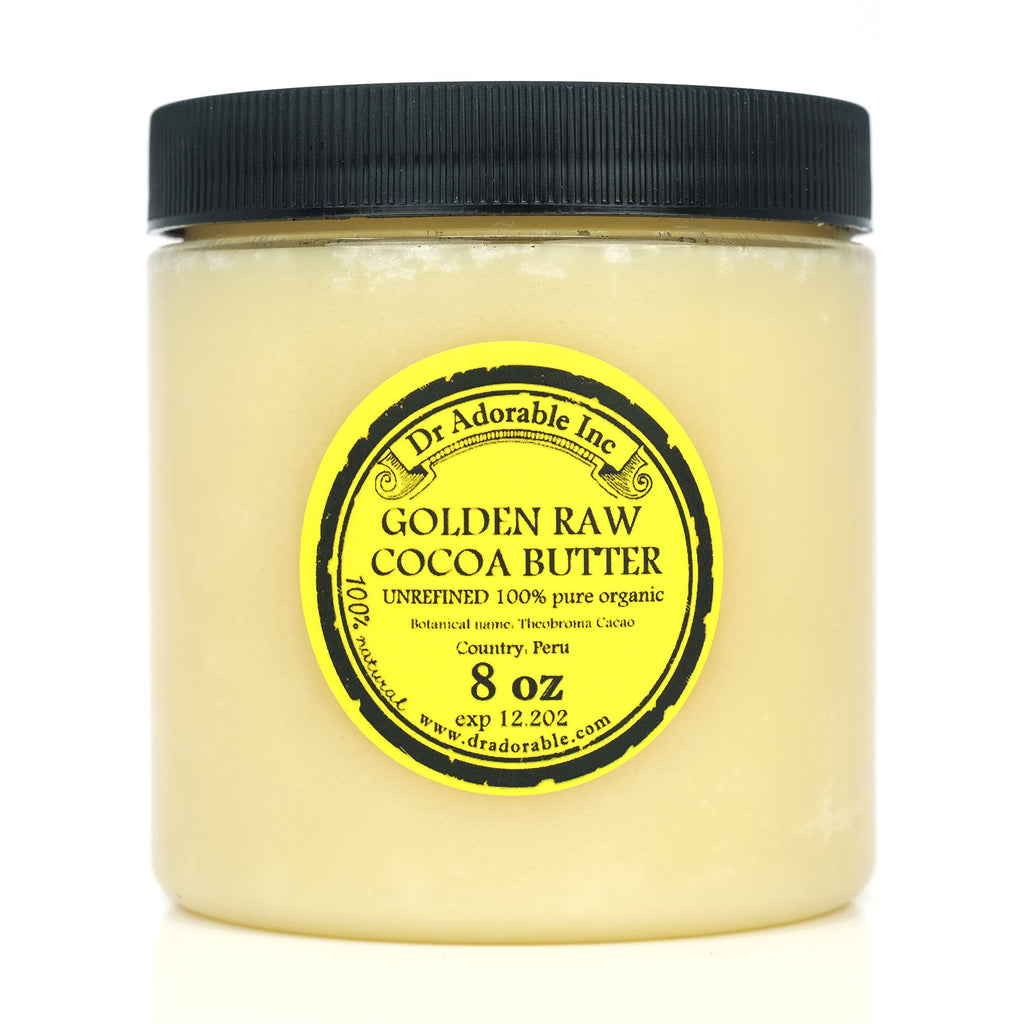 Dr Adorable - 8 oz Golden Cocoa Butter | Pure Unrefined Organic Raw Prime Pressed