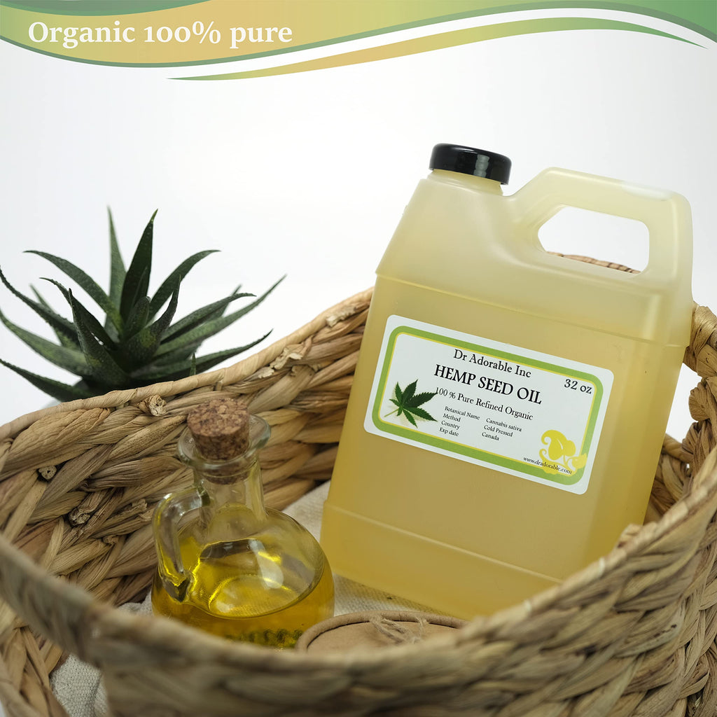 Dr Adorable 32 oz Hemp Seed Oil – Pure Cold-Pressed Organic