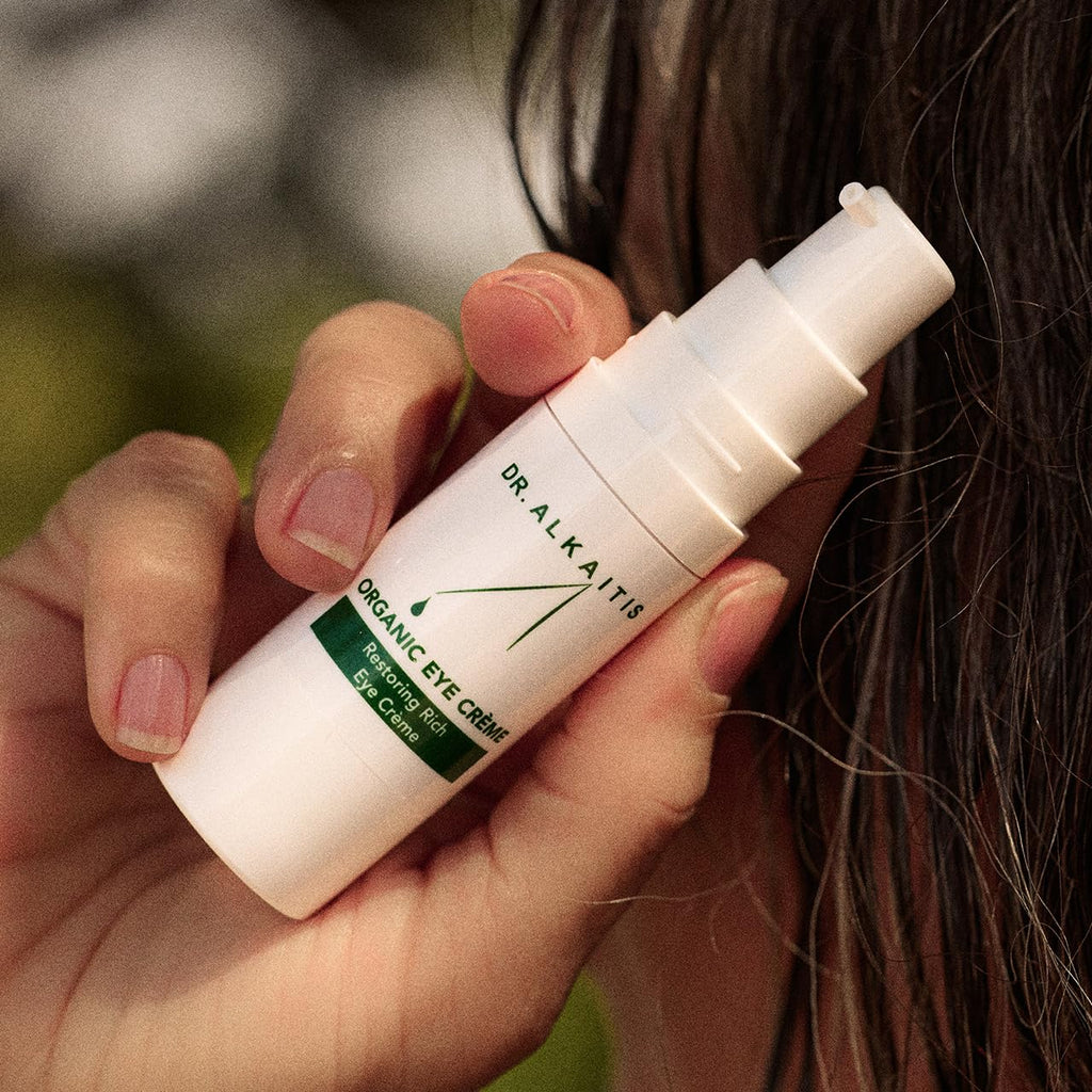 DR. ALKAITIS Organic Eye Crème – Gentle Moisturizer with Sacha Inchi & Signature Botanical Complexes for Circulation-Boosting Dark Circle Care