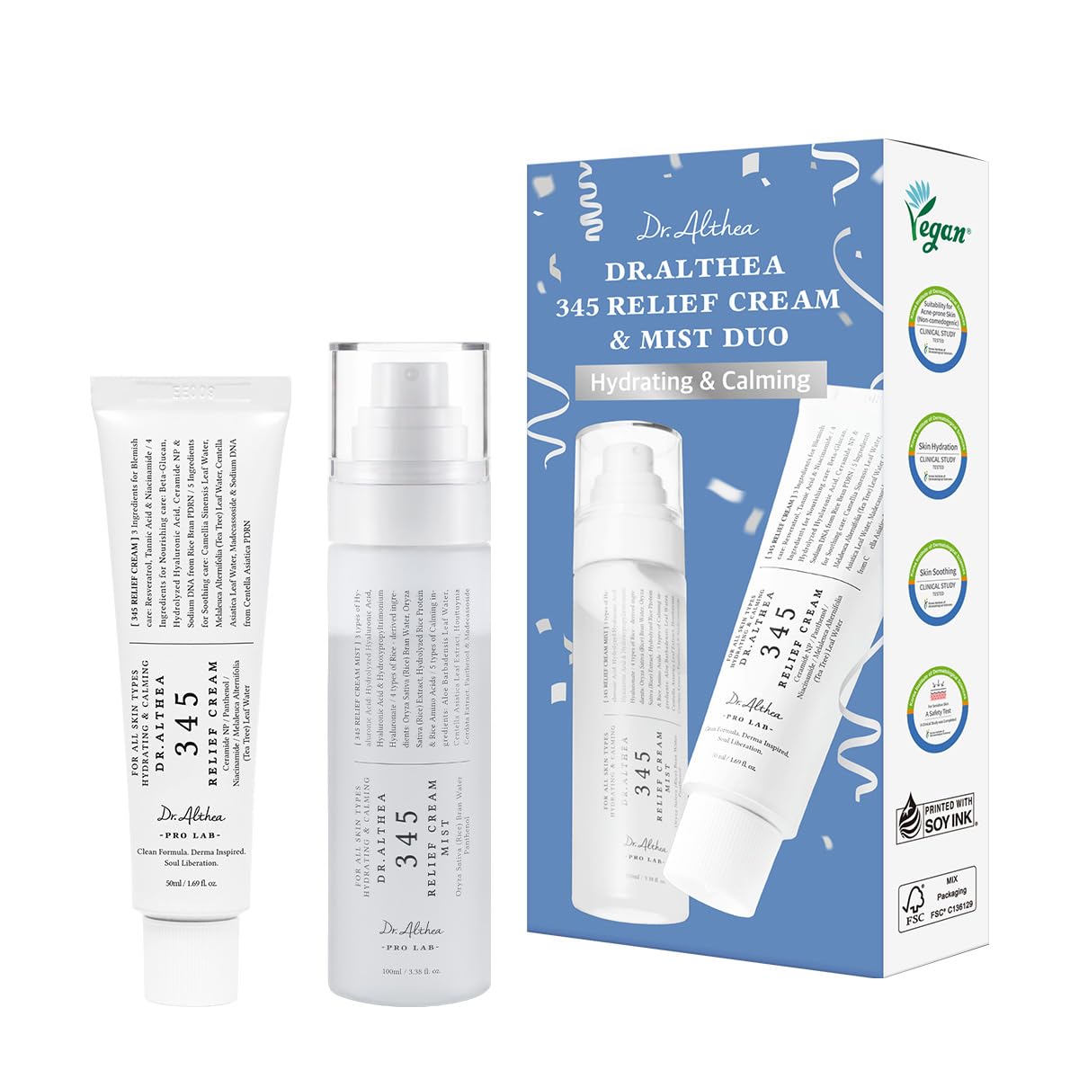 Dr.Althea 345 Relief Cream & Mist Duo | Soothing Moisture for Sensitive Skin | Vegan Korean Skincare