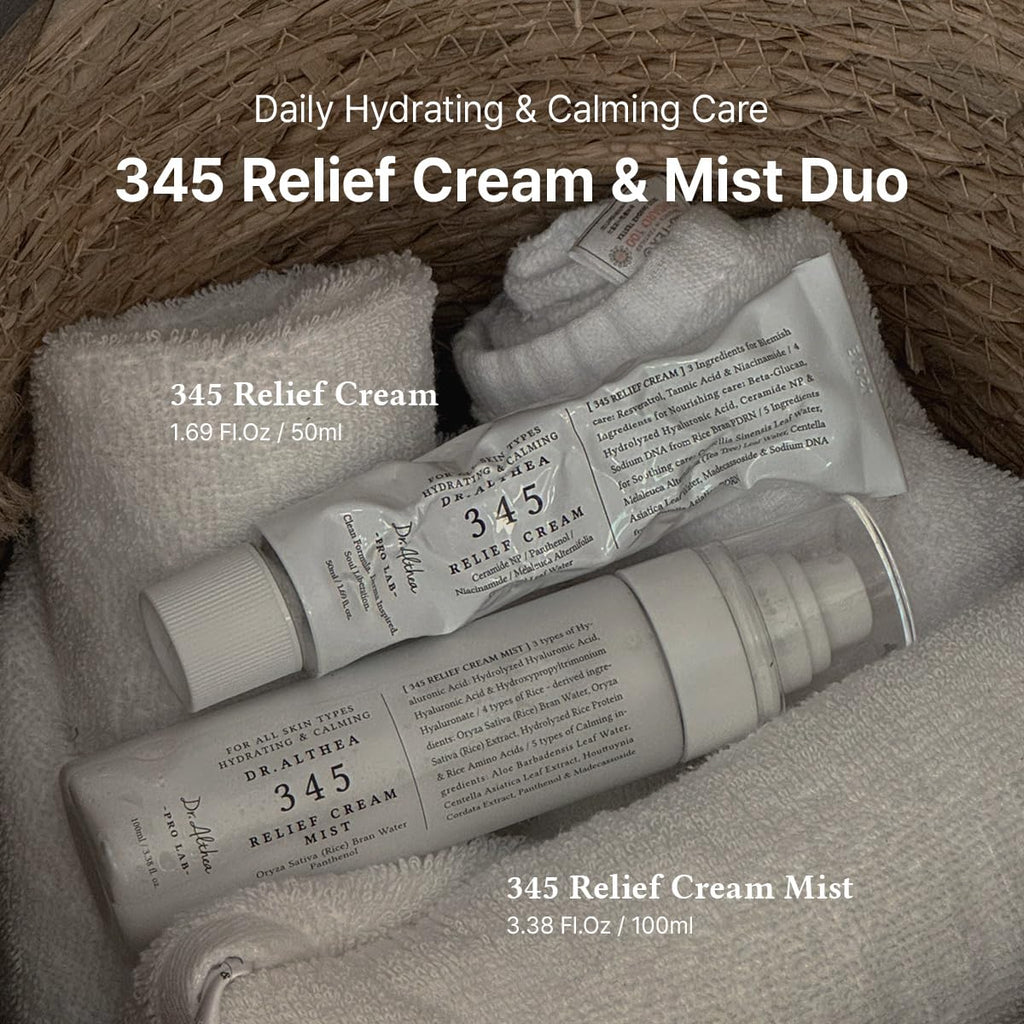 Dr.Althea 345 Relief Cream & Mist Duo | Soothing Moisture for Sensitive Skin | Vegan Korean Skincare