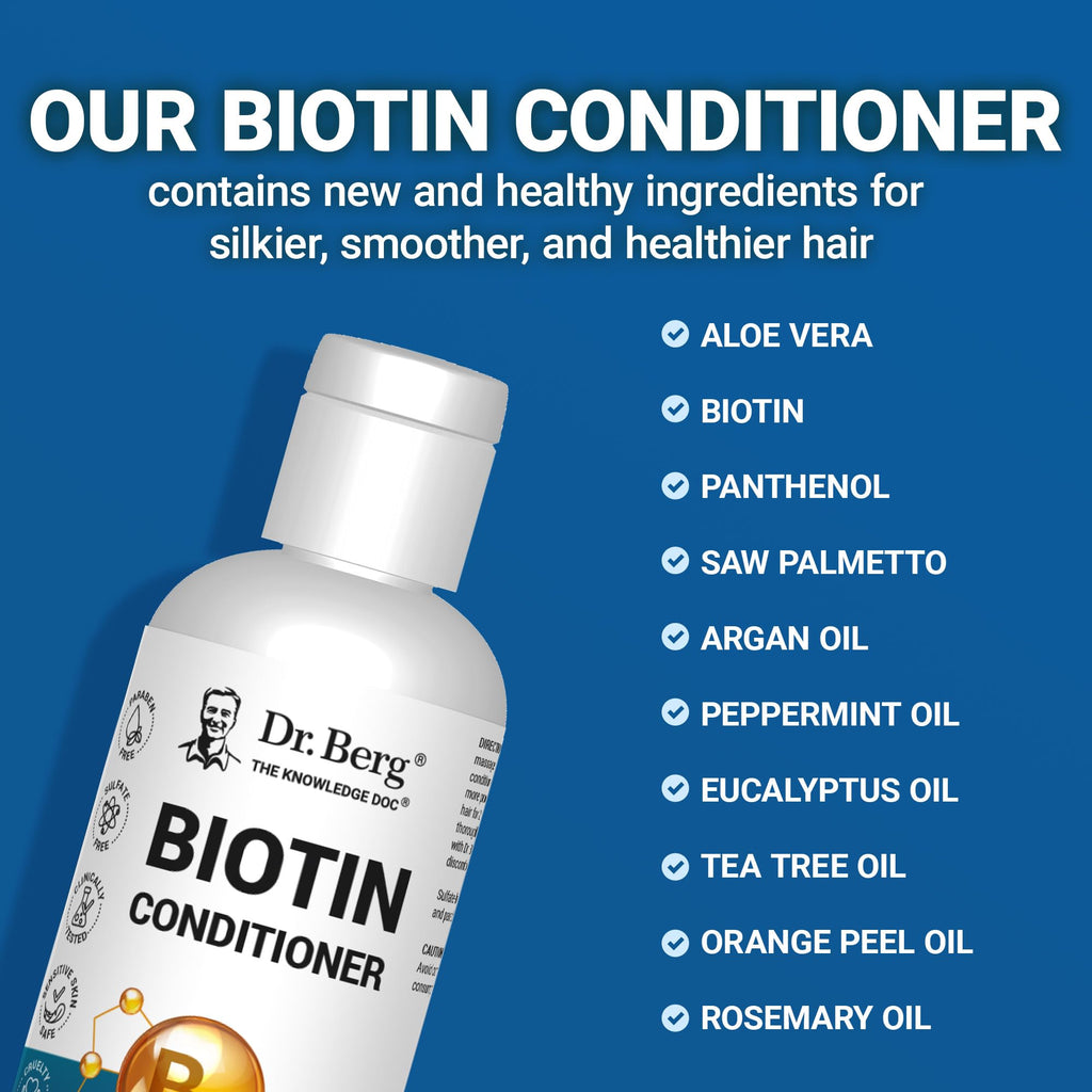 Dr. Berg Biotin Conditioner for Men & Women – Paraben/Sulfate/Silicone-Free with Biotin & Botanicals | 8 fl oz