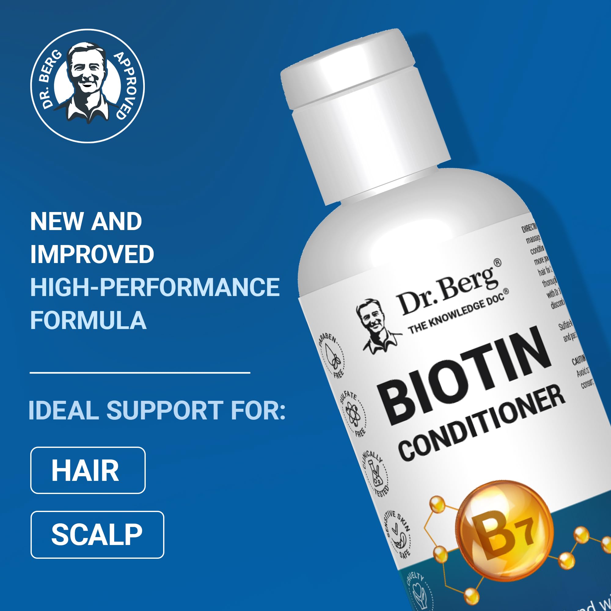 Dr. Berg Biotin Conditioner for Men & Women – Paraben/Sulfate/Silicone-Free with Biotin & Botanicals | 8 fl oz
