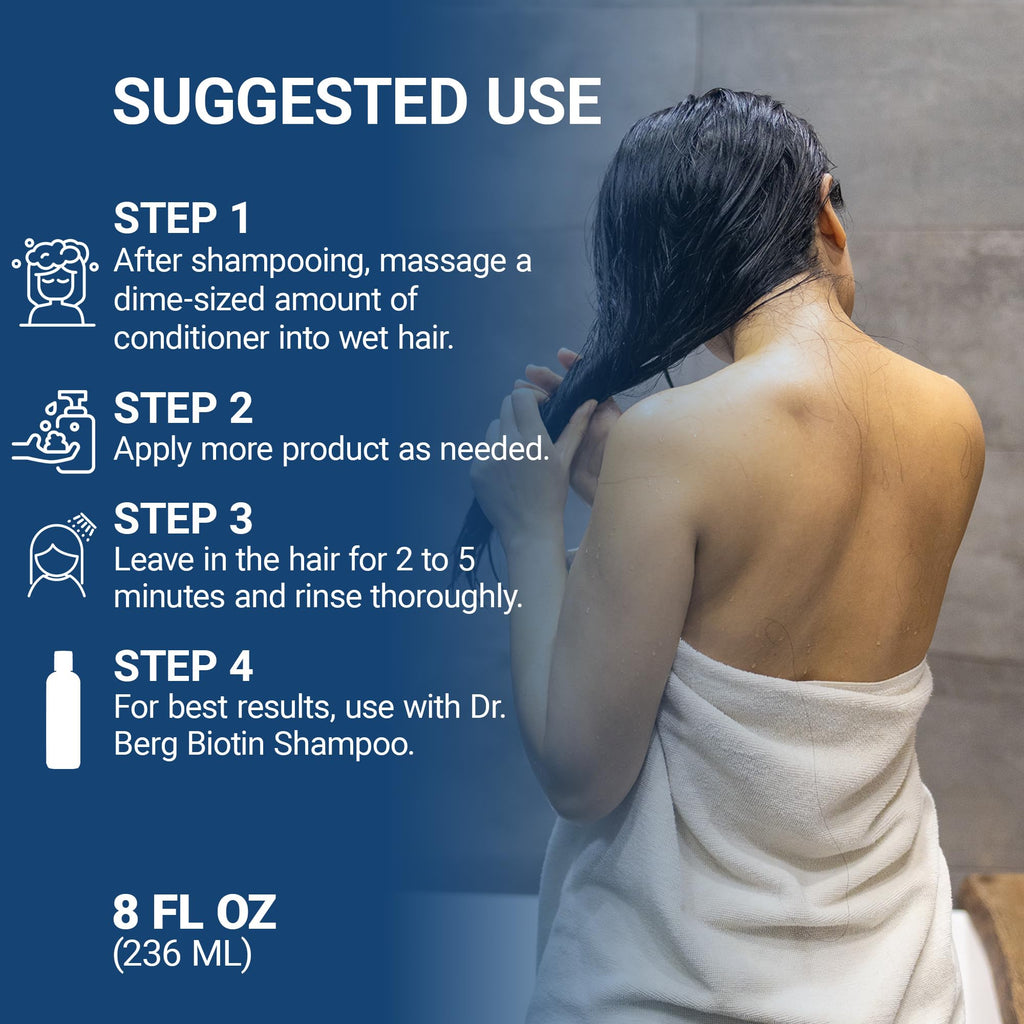 Dr. Berg Biotin Conditioner for Men & Women – Paraben/Sulfate/Silicone-Free with Biotin & Botanicals | 8 fl oz