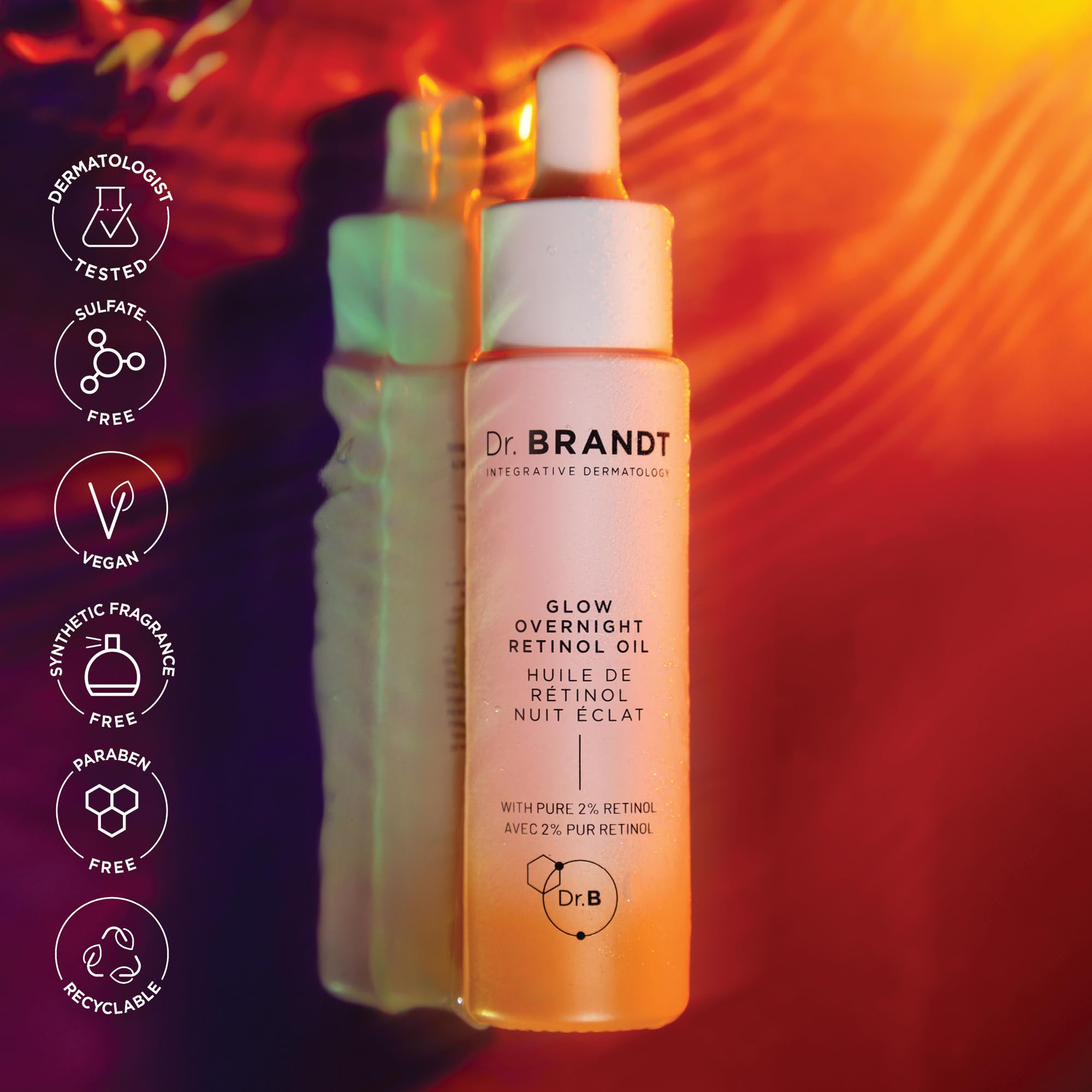 Dr. Brandt Bright This Way Glow Overnight Retinol Oil – 2 x 1 fl oz, 2% Retinol for Texture & Radiance