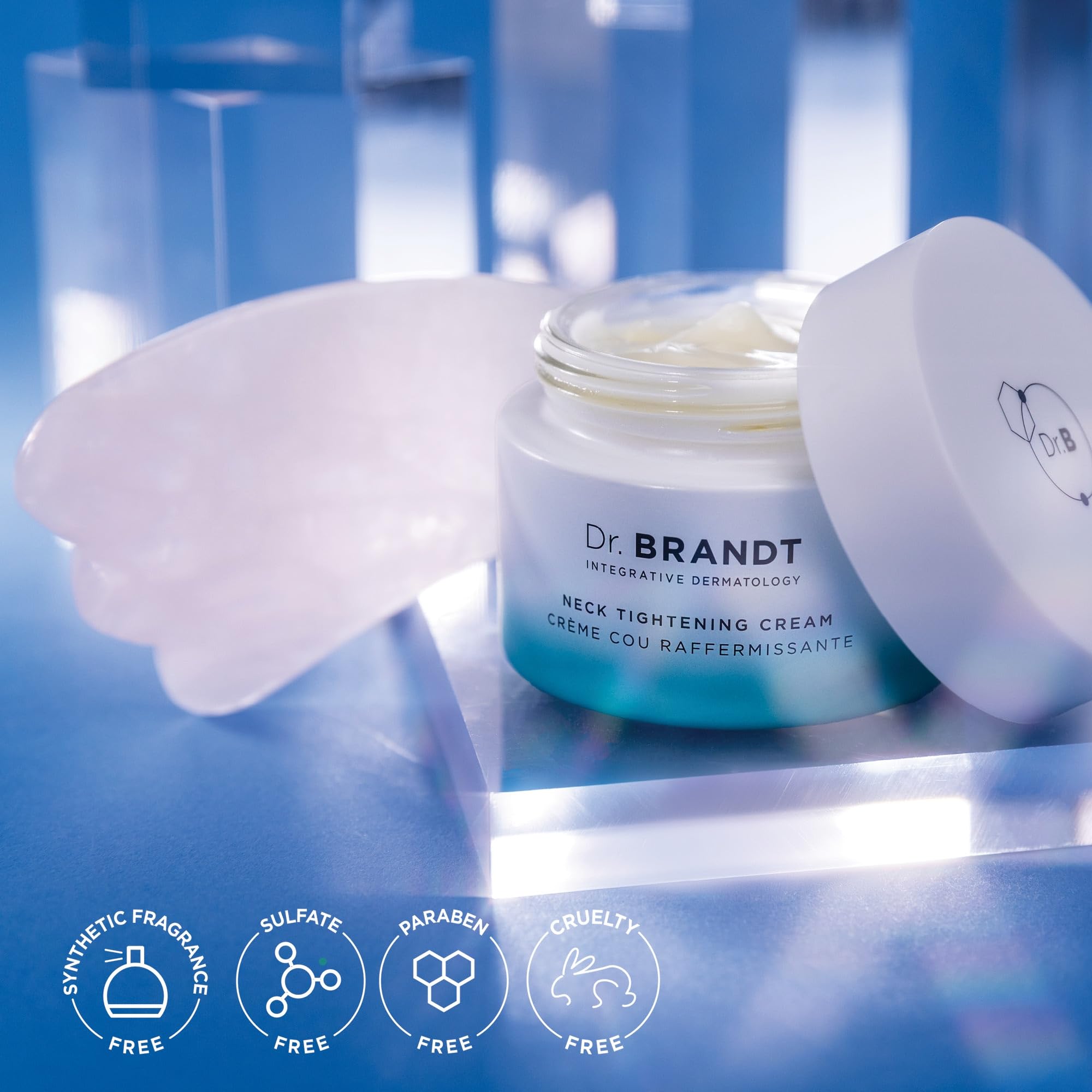 Dr Brandt Needles No More Neck Tightening Cream Lifts and Firms with Rose Quartz Gua Sha Tool 1.7 oz Pack of 2