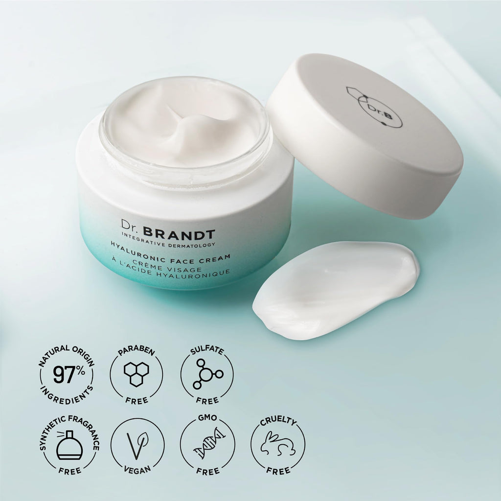 Dr. Brandt Needles No More Hyaluronic Face Cream – Long-Lasting Hydration for Dehydrated Skin | 1.7 oz Pack of 2