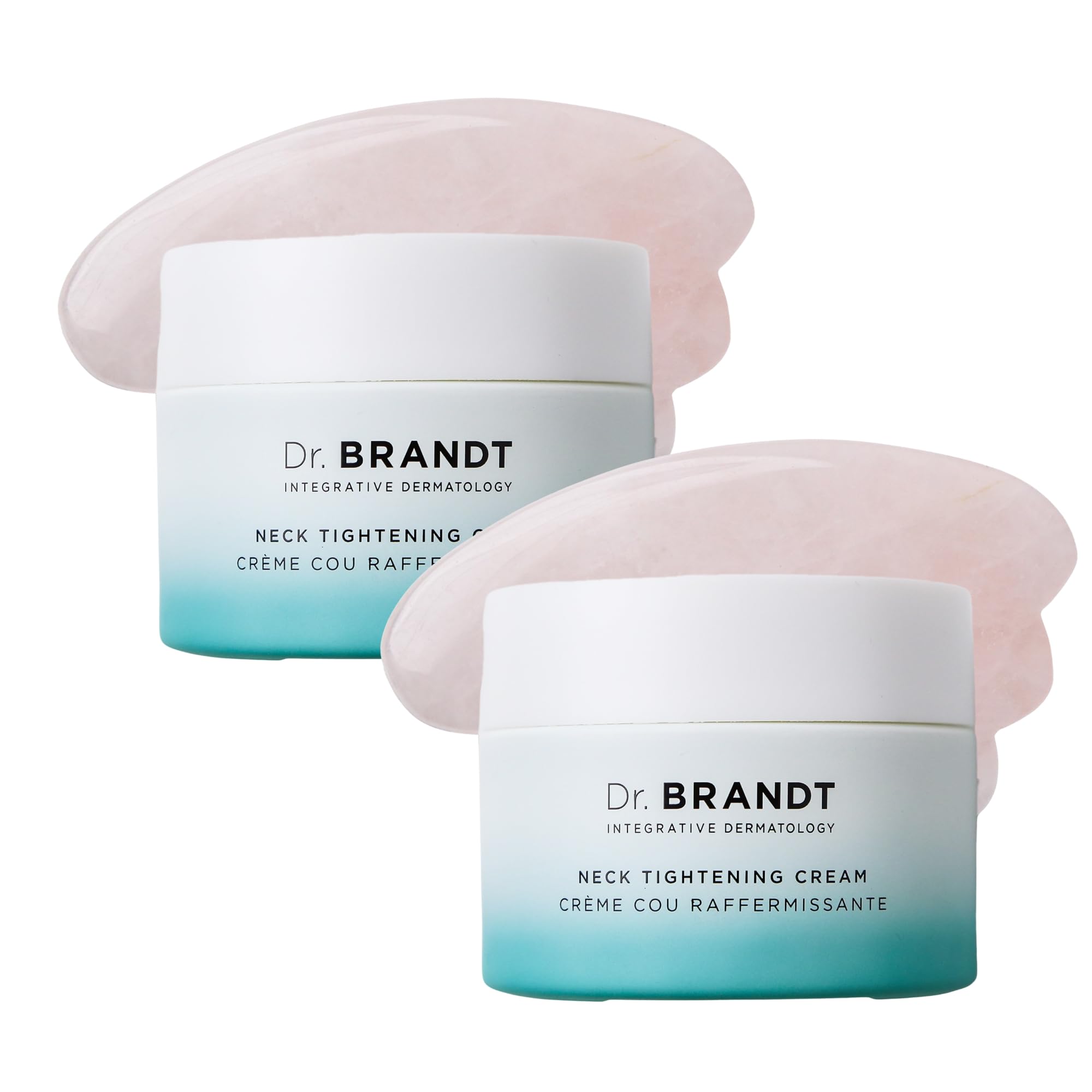 Dr Brandt Needles No More Neck Tightening Cream Lifts and Firms with Rose Quartz Gua Sha Tool 1.7 oz Pack of 2