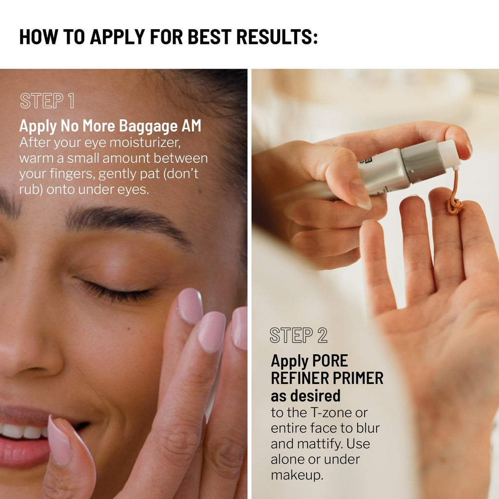 Dr. Brandt Depuffing & Pore Refining Duo — No More Baggage Eye Gel + Pores No More Pore Refiner Primer + Travel Pouch