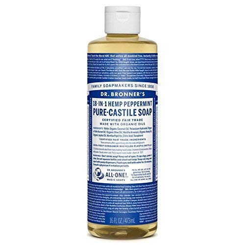 Dr. Bronner's Organic Peppermint Castile Soap – Pure Liquid Soap, 16 oz