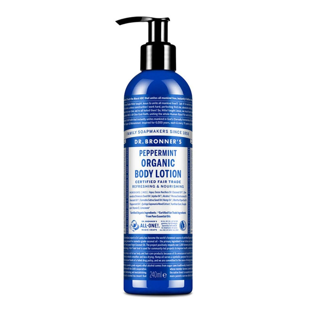 Dr. Bronner's Organic Peppermint Hand & Body Lotion – 236ml, Recycled Bottle, Fair Trade & Vegan