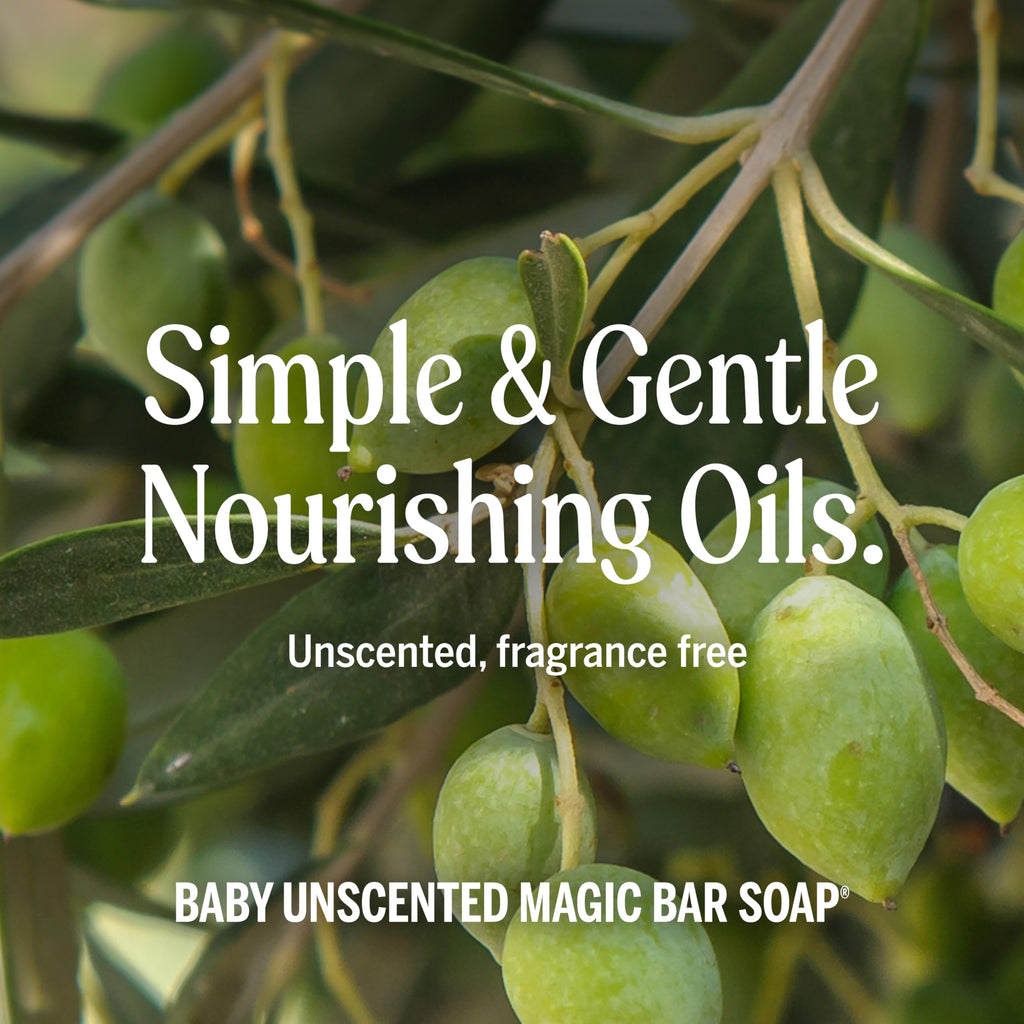 Dr. Bronner's Pure-Castile Magic Bar Soap Baby Unscented – Regenerative Organic Oils, 12-Pack