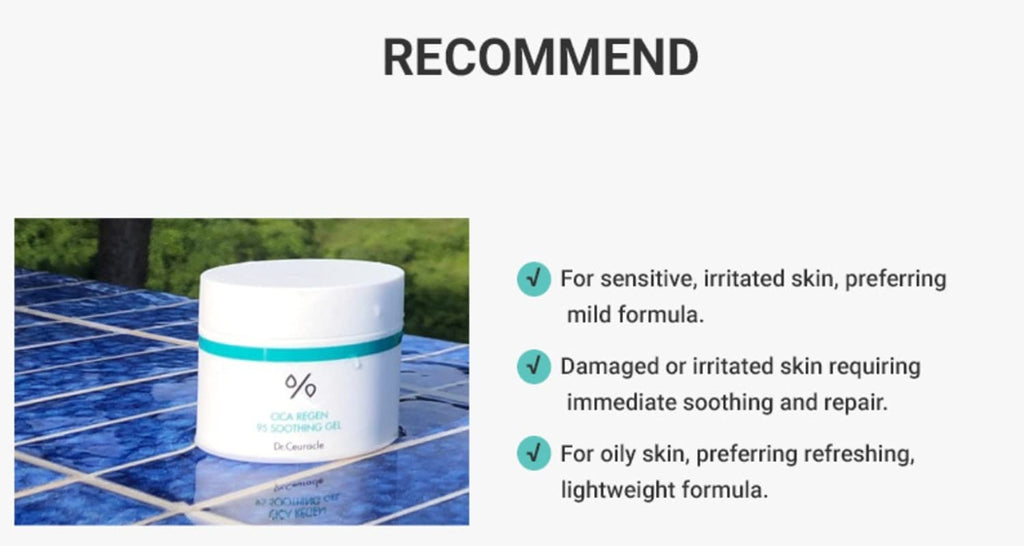 Dr.Ceuracle Cica Regen 95 Soothing Gel 110g – Cooling, Lightweight Moisture for Sensitive Skin