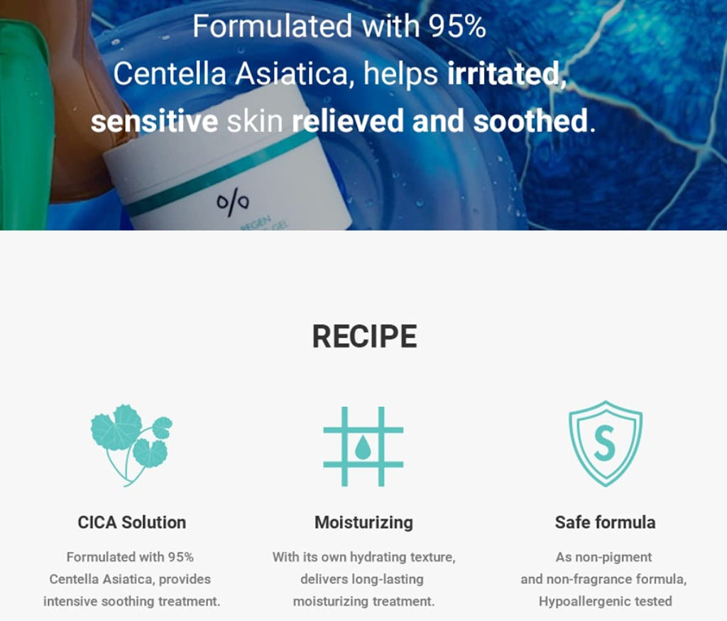 Dr.Ceuracle Cica Regen 95 Soothing Gel 110g – Cooling, Lightweight Moisture for Sensitive Skin