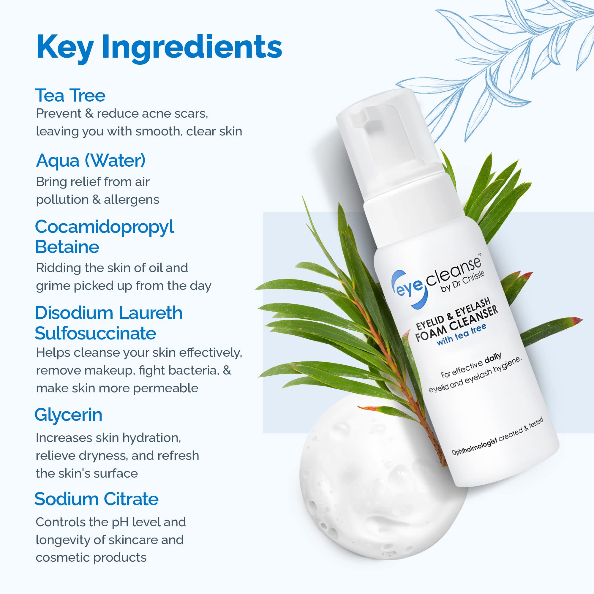 Dr Chrissie All-in-One Eyelid & Eyelash Cleanser for Extensions – EyeCleanse, 50 ml