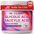 DR. CLARIV Exfoliating Pads with Glycolic 3% & Salicylic 0.5% — Unscented, Large 70 Count