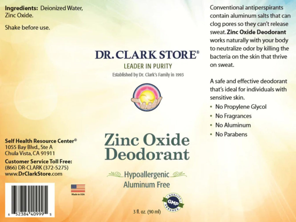 Dr Clark Zinc Oxide Roll-On Deodorant – Aluminum-Free, Fragrance-Free, Hypoallergenic (2-Pack)