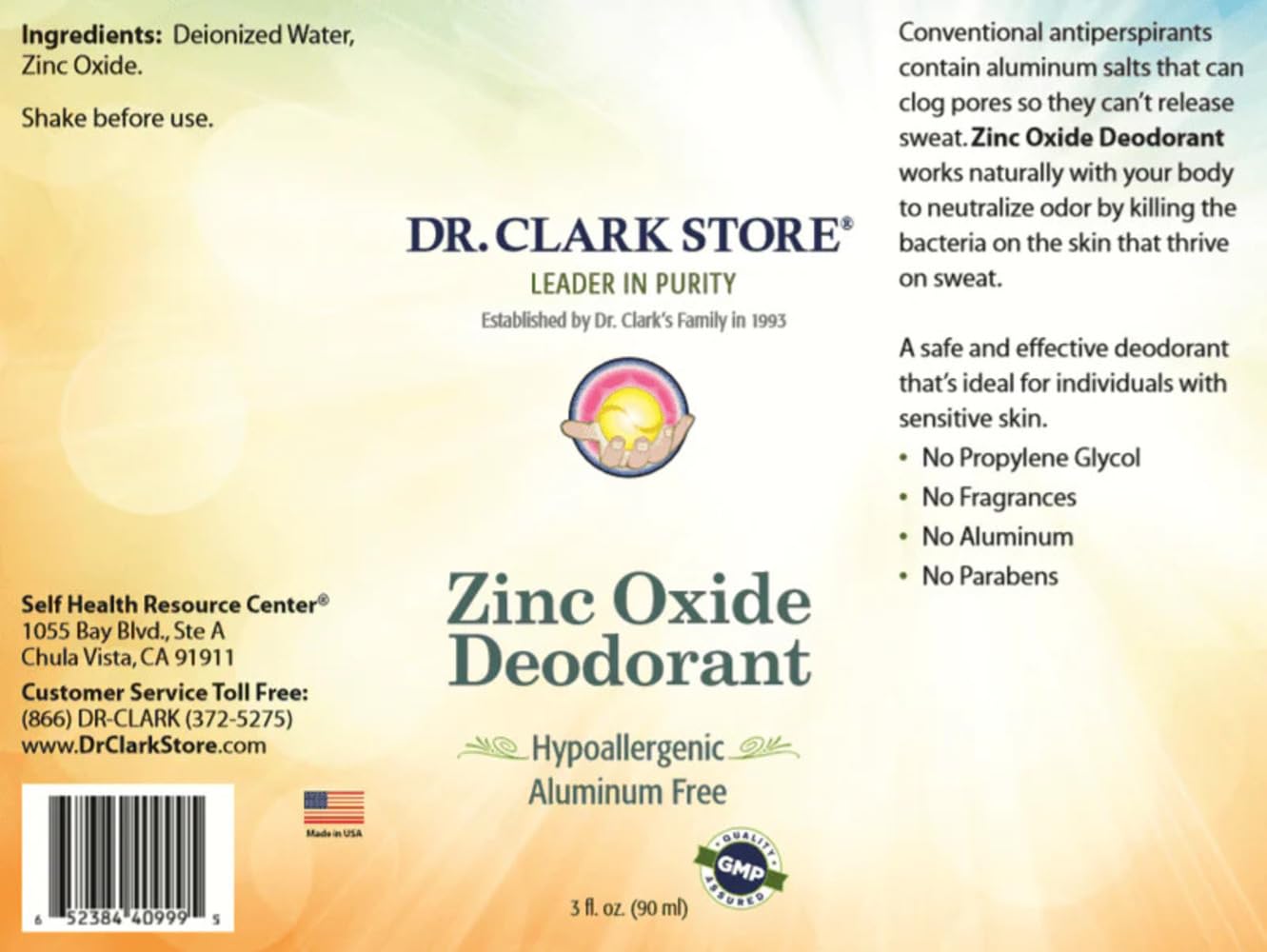 Dr Clark Zinc Oxide Roll-On Deodorant – Aluminum-Free, Fragrance-Free, Hypoallergenic (2-Pack)