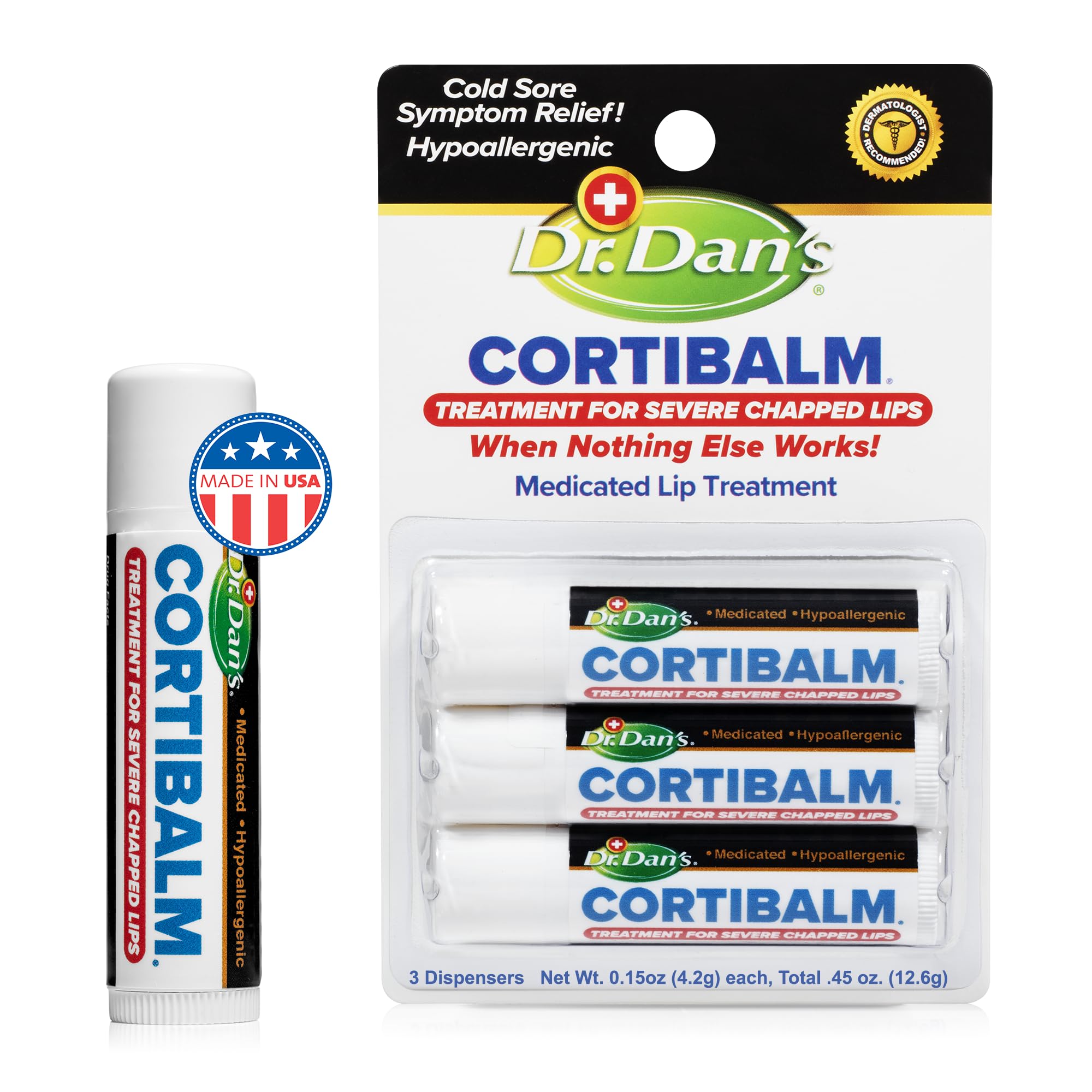 Dr. Dan's Cortibalm 3-Pack – Healing Lip Balm for Severely Chapped Lips