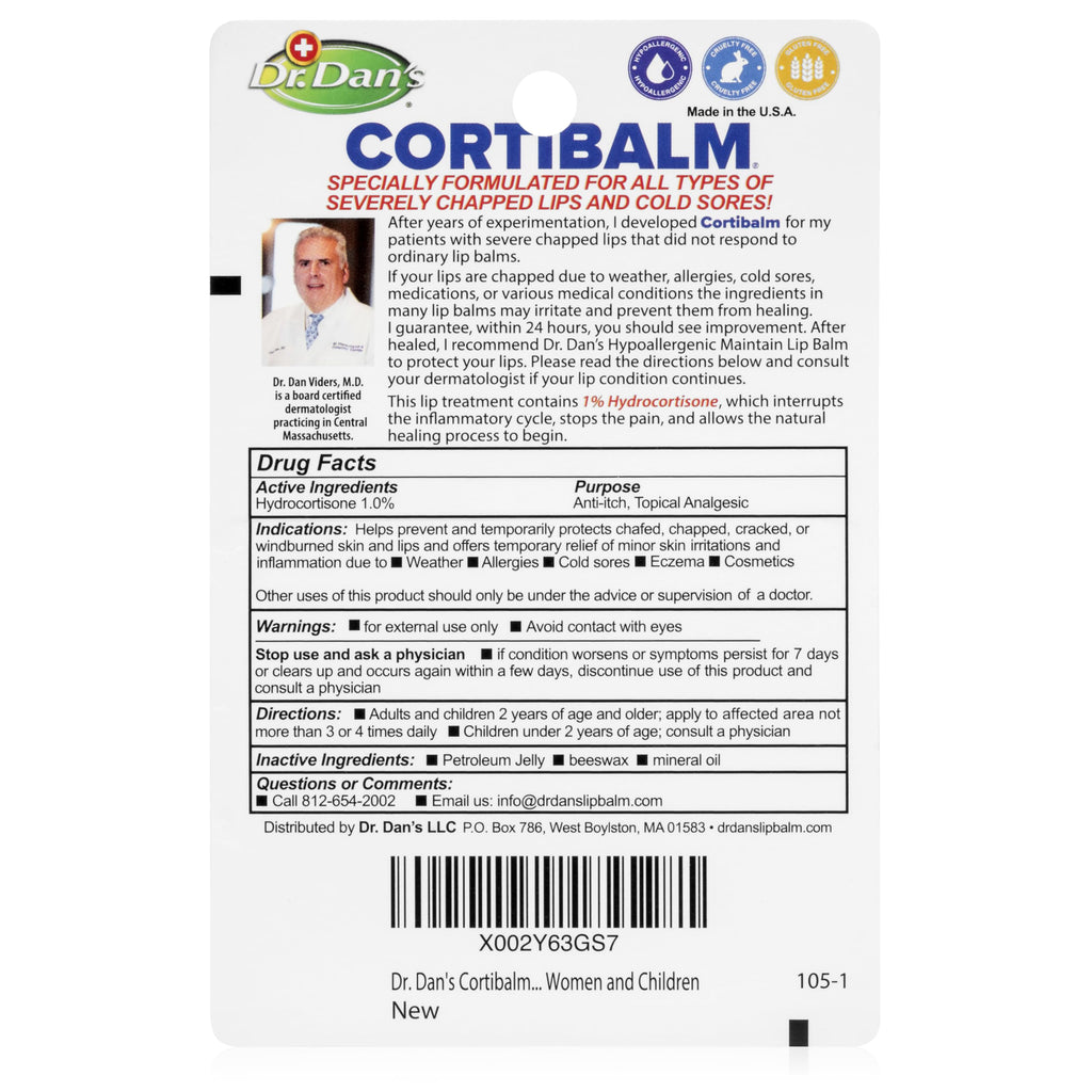 Dr. Dan's Cortibalm 3-Pack – Healing Lip Balm for Severely Chapped Lips