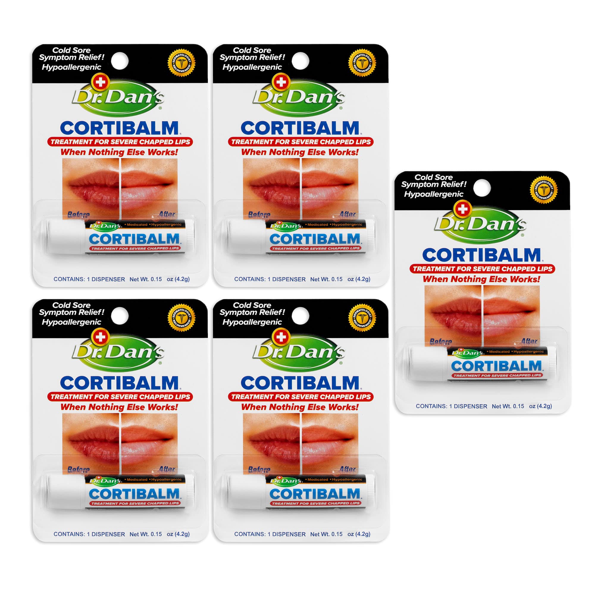 Dr. Dan's Cortibalm-5 Pack | Healing Lip Balm for Severely Chapped Lips