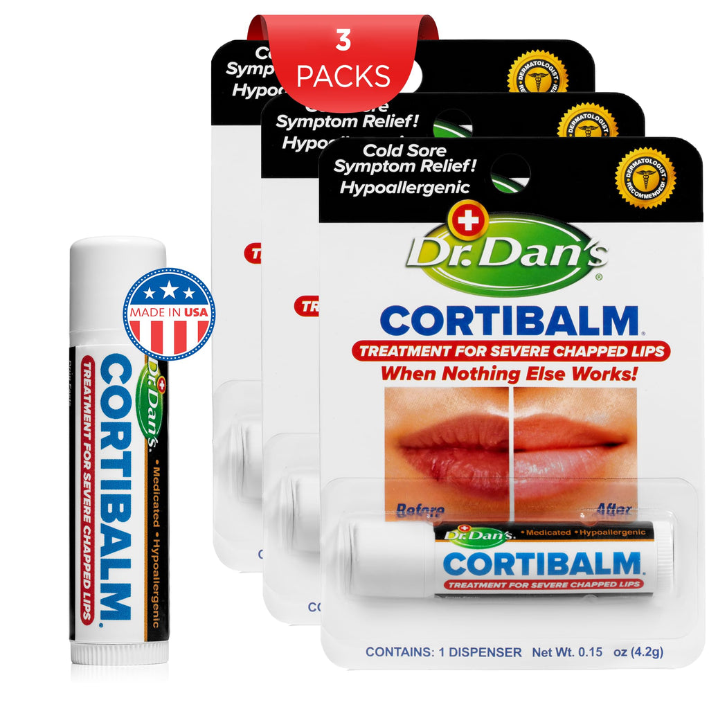 Dr. Dan's Cortibalm 3 Pack - Healing Lip Balm for Severely Chapped Lips