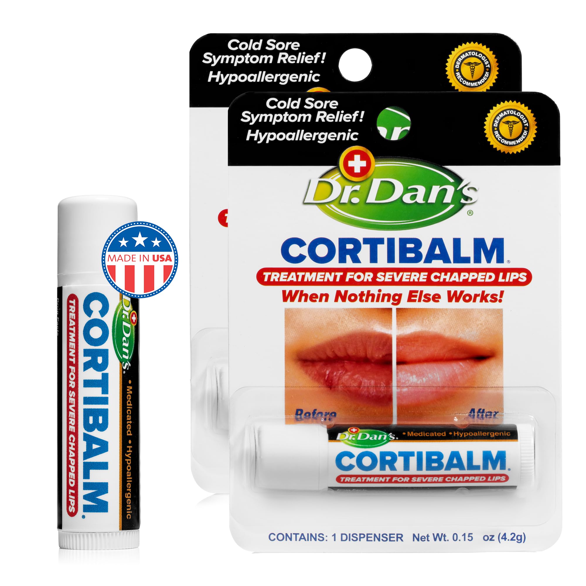 Dr. Dan's Cortibalm 2-Pack | Healing Lip Balm for Severely Chapped Lips