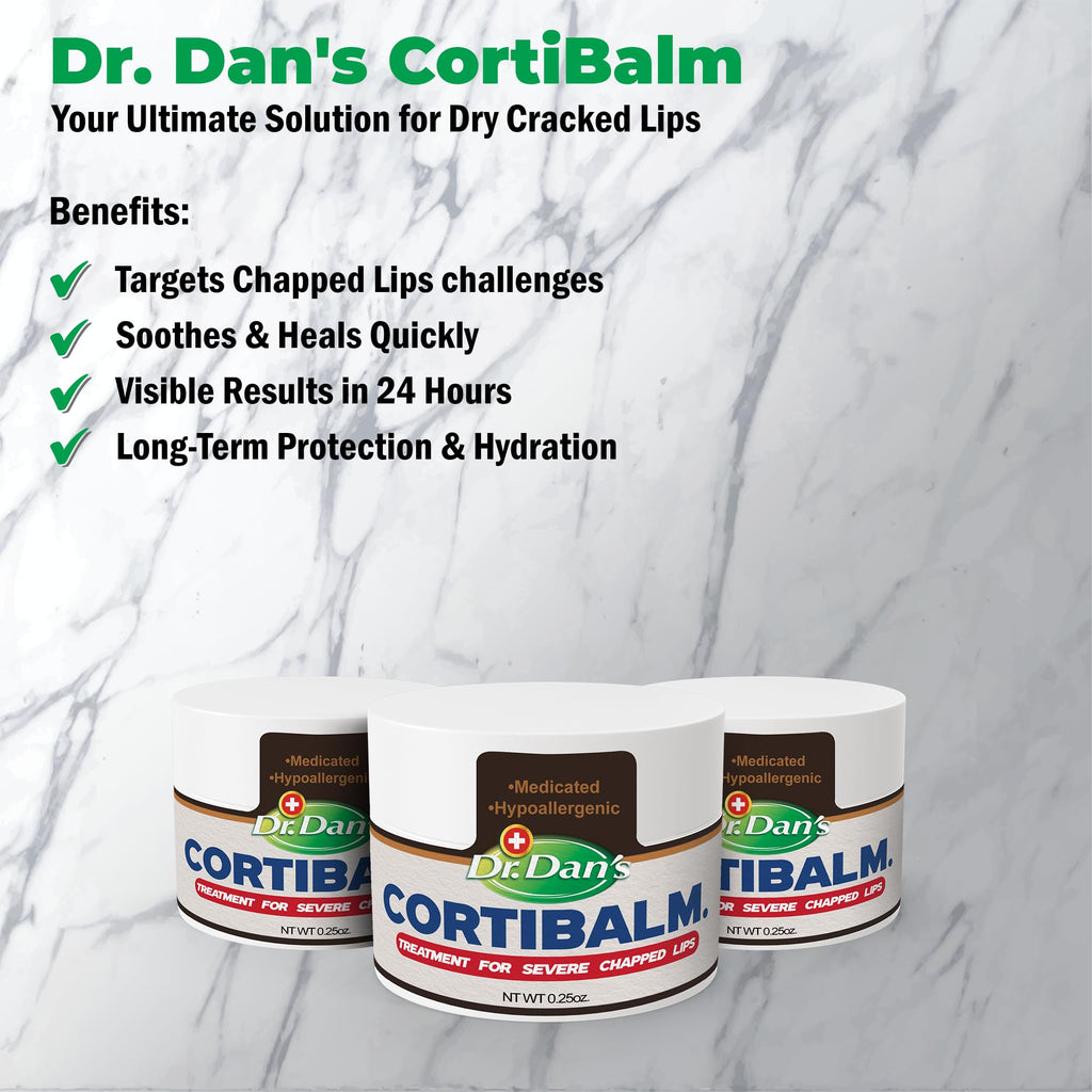 Dr. Dan's Cortibalm Jar 3 Pack – Lip Care for Dry, Chapped Lips