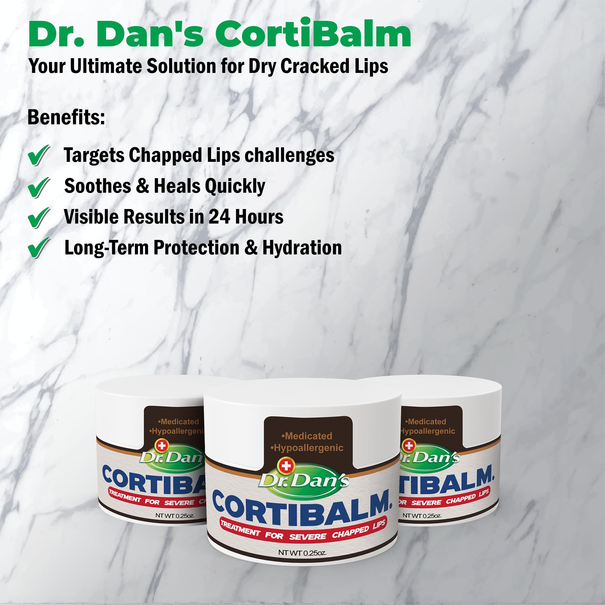 Dr. Dan's Cortibalm Jar 3 Pack – Lip Care for Dry, Chapped Lips