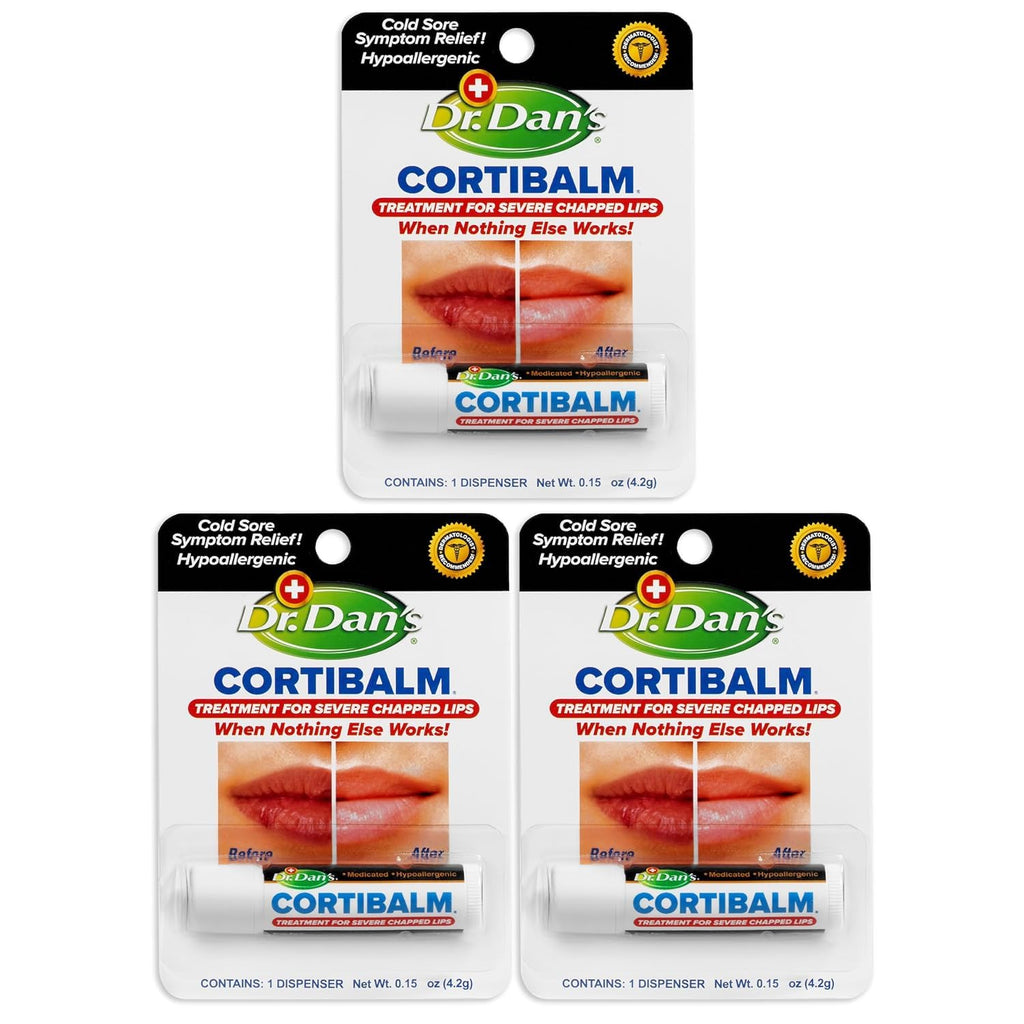 Dr. Dan's Cortibalm 3 Pack - Healing Lip Balm for Severely Chapped Lips