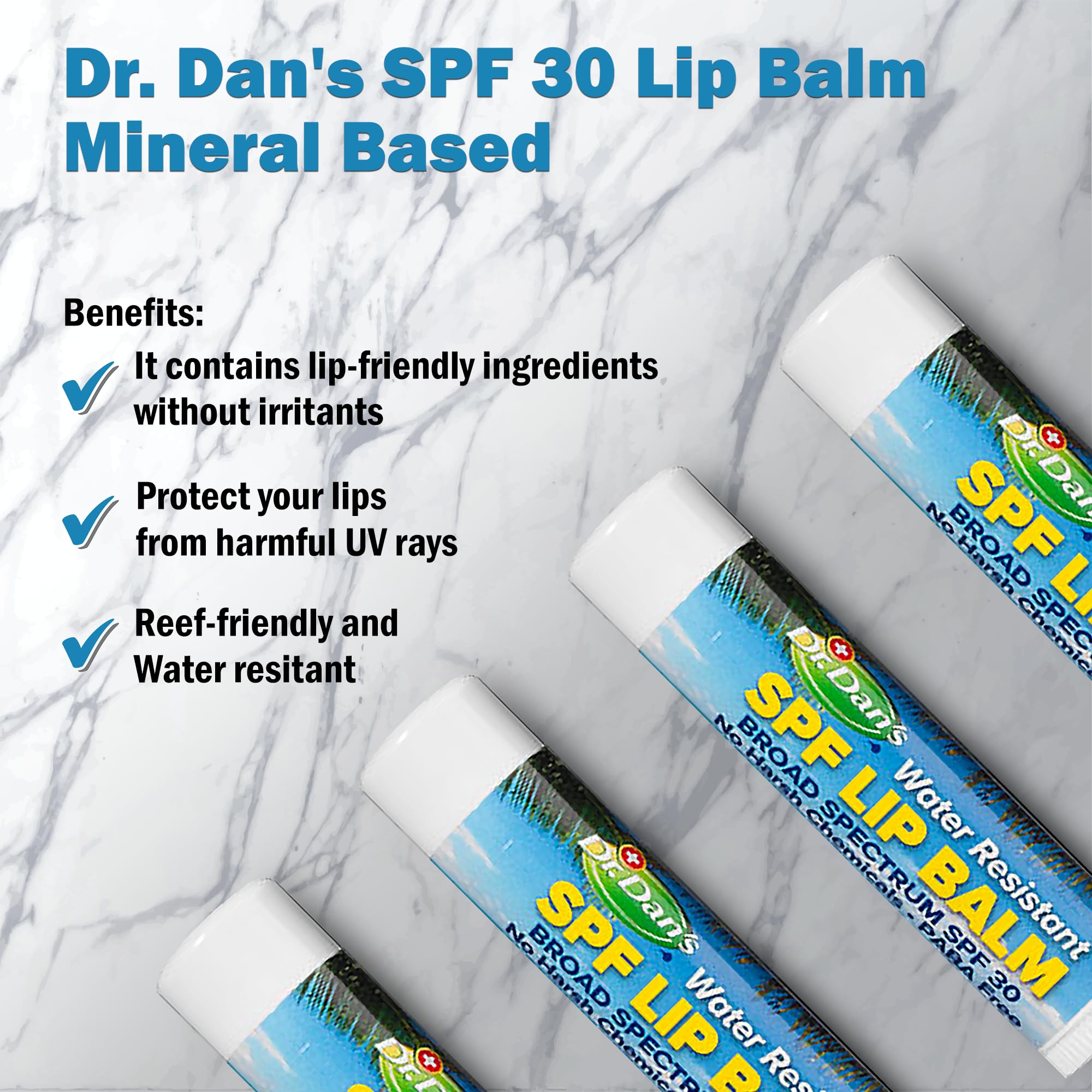 Dr. Dan's SPF 30 Lip Balm – Mineral Based, Hypoallergenic, 3 Pack